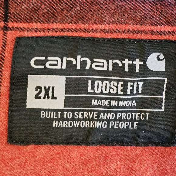 Carhartt Red and Black Plaid Flannel Button Down Shirt - Picture 7 of 11